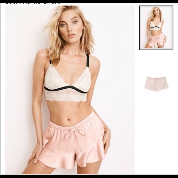 Victoria’s Secret Satin Ruffle Shorts in Light Pink - Picture 2 of 4